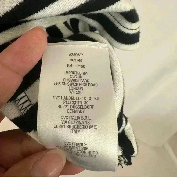 Quacker Factory Top Blouse Striped Beaded Womens Plus Size 2X Crisscross Sleeves - Picture 12 of 14